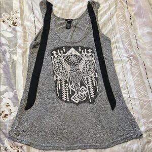 Rue21 Graphic Gray and Black Tank Top Relaxed Fit